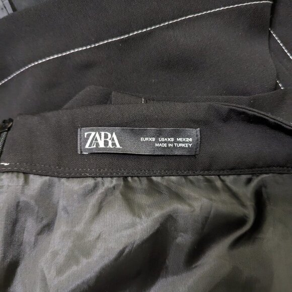 ZARA Black Skirt with Straps XS Pinafore Schoolgirl - Picture 8 of 11
